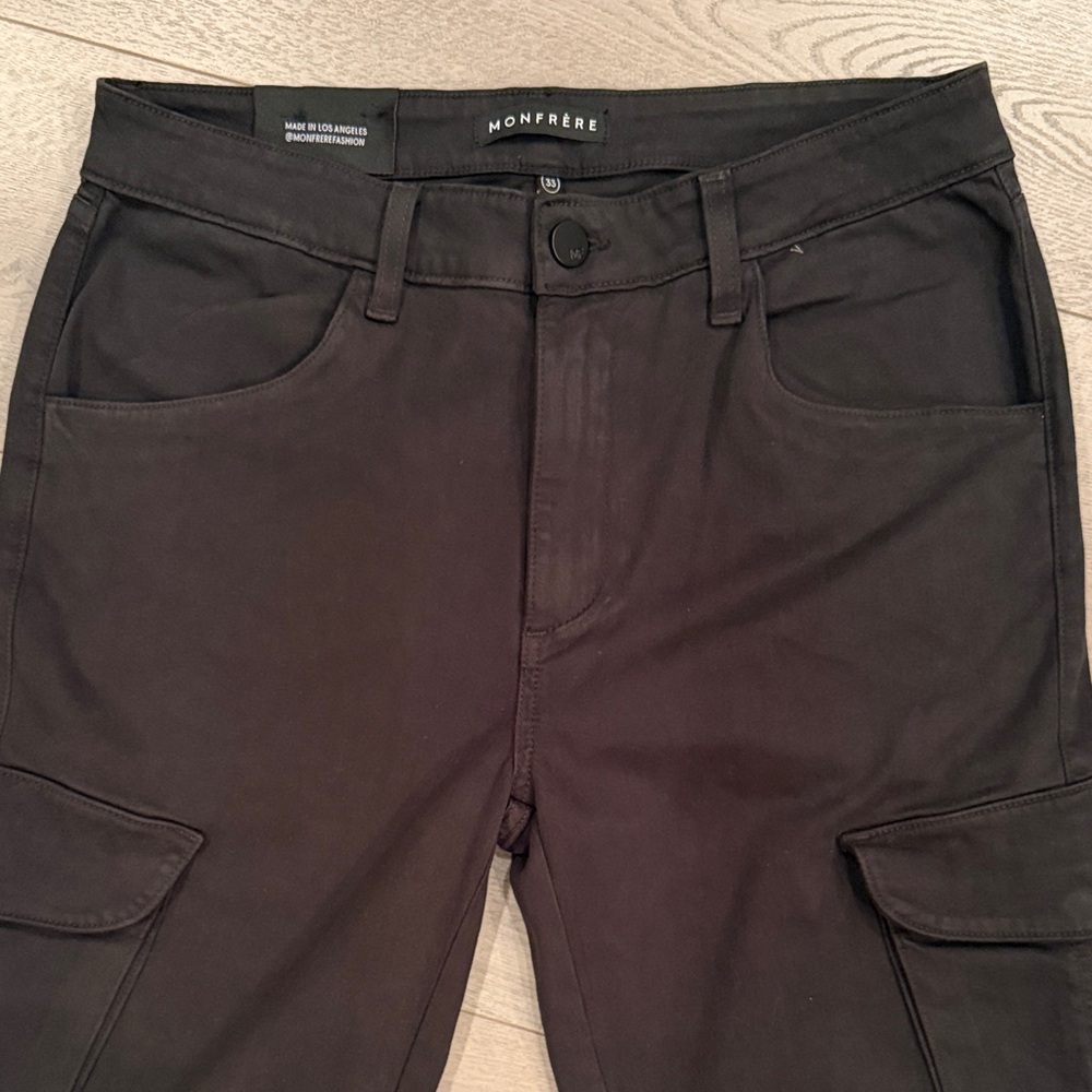 Monfrère Preston Cargo Pants Men’s 33 Slim Fit Black Stretch Utility Brand New